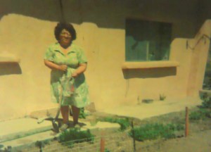 Evangelina Martinez planting roses